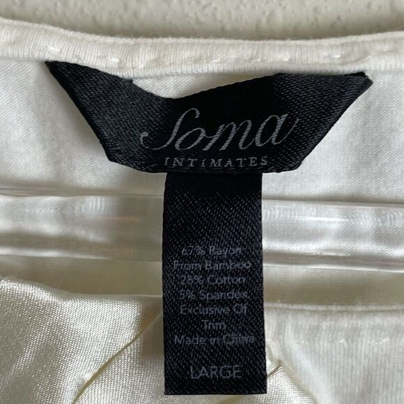 Soma Intimates Shirt Women's Size L Ivory Short‎ Sleeve Soft - Picture 4 of 5